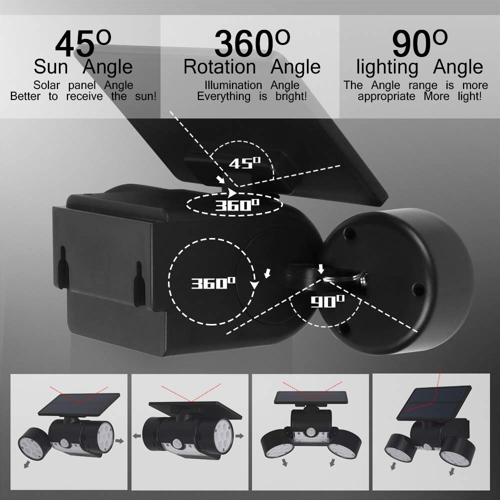 Solar Lights Outdoor, Ambaret 30 LED Motion Sensor Light Waterproof Solar Spot Lights Security Night Lights 360-Degree Rotatable Wall Light for Pation Yard Garage Door Stairway Gate Security Lighting