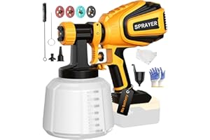 FUZIIAV Cordless Paint Sprayer for Dewalt 20V MAX Battery Electric Spray Paint Gun with High Capacity Container Easy to Clean for House Painting Yellow(Not Include Battery)