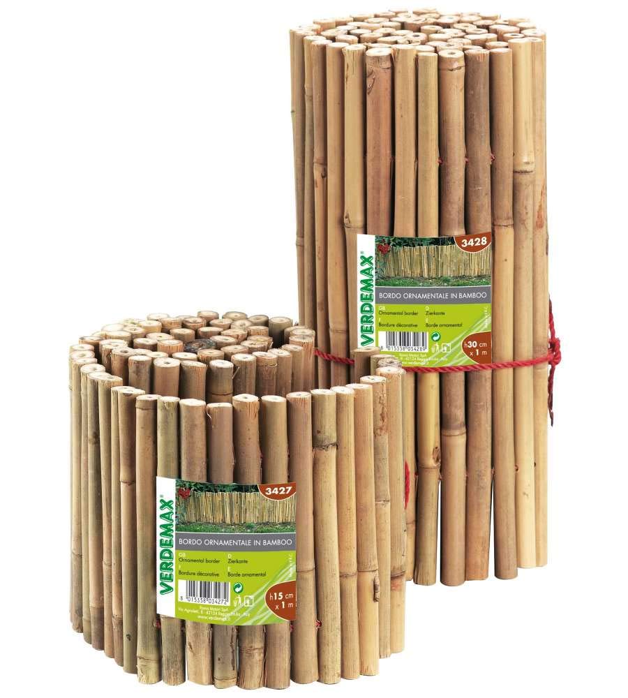 Verdemax 3427 1 m x 15 cm Ornamental Bamboo Border - Natural