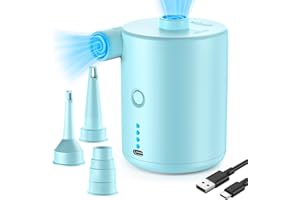 Portable Air Mattress Pump for Inflatables: 4000mAh USB Rechargeable Air Mattress Pump with 3 Nozzles - Cordless Inflator/Def