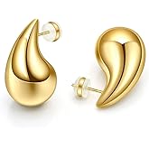Ava Riley Chunky Gold Earrings, Small Gold Teardrop Earrings for Women, Chunky Silver Ear Studs Tear Drop S925 Sterling Silver Jewelry