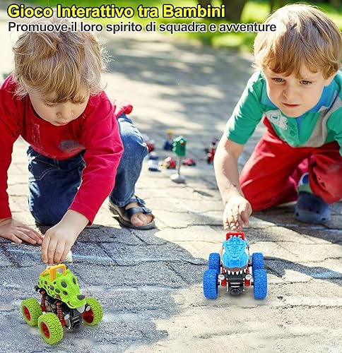 AESTEMON Cars Cars for Children 2 Years, Monster Truck Dinosaurs Trucks Toys Child 2 3 Years Male, Cars Toys Games Baby Gift 2 3 4 5 Years, 2 Pack
