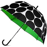 kate spade new york Bubble Umbrella in Cute Black Pattern for Adults, Use for Rain or Sun, Large Size, Joy Dot