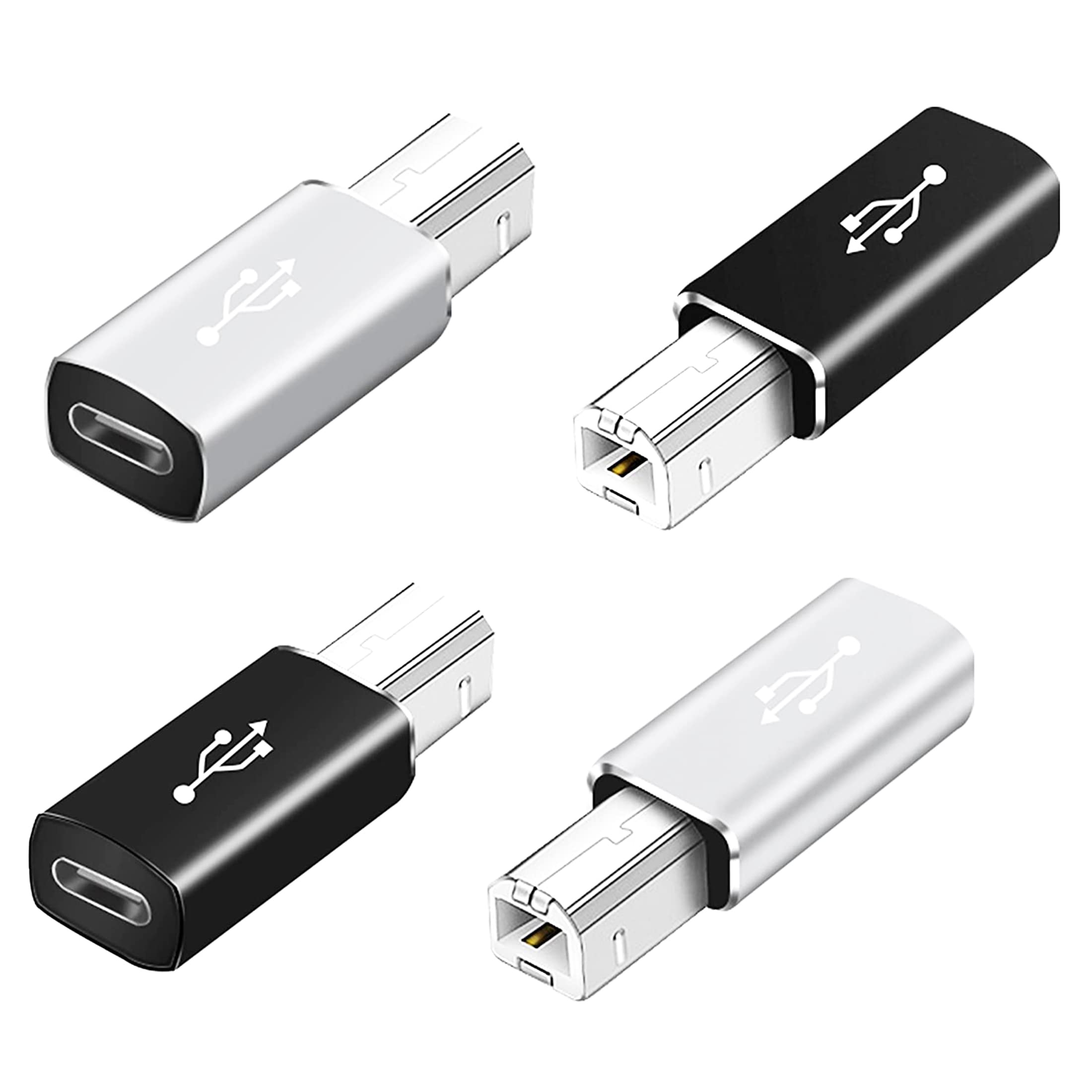 YACSEJAO USB C to USB B Adapter 4-Pack USB C Female to Printer Male Converter Adapter Compatible with MIDI，Printers，Electric Piano and Synthesizers Devices