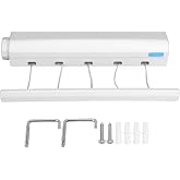 Joyzan Retractable Clothesline,Indoor Clothes Lines Adjustable 5 Line Dryer | Laundry Rope Wall Mounted Drying Hanging String Rack Portable Washing Wet Clothing Line Dry Outdoor Hotel Home Bathroom