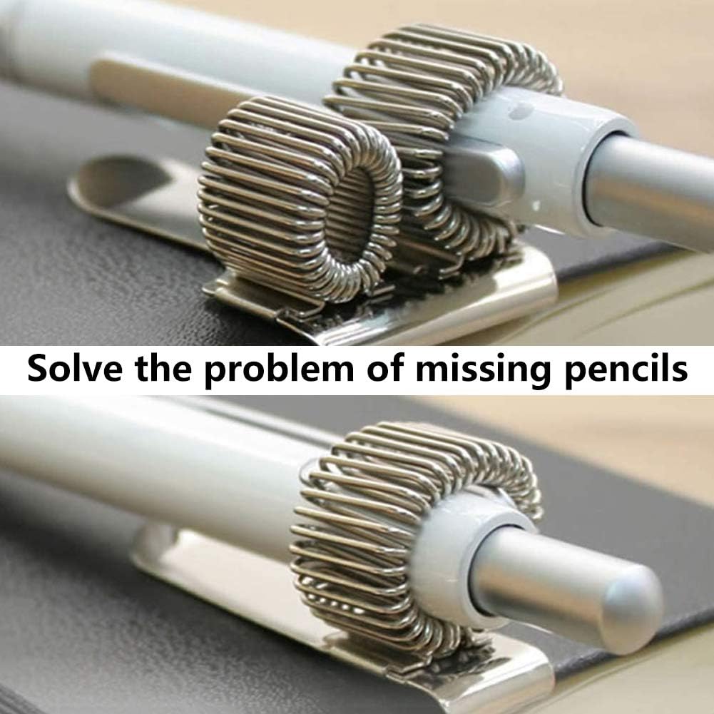 Pen Holder Metal,BETOY 6 Pieces Pen Holder with Pocket Clip Two Holes Metal Pen Holder Pen Loop Clip with Pocket Clip for Notebook and Clipboard with Spring Fits Almost All Pen Size - Image 4