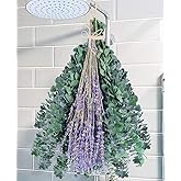 115 Pcs Eucalyptus Stems & Lavenders Flowers Bundles for Shower, 17'' Upgrade Hanging Shower Plant, Natural Real Eucalyptus L