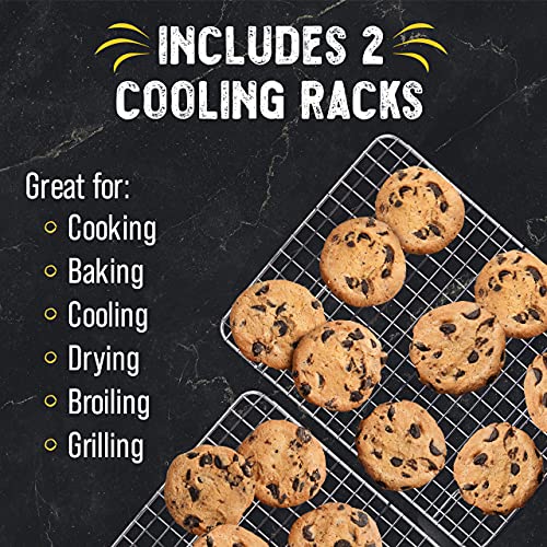 Checkered Chef Cooling Rack Set of 2 Stainless Steel, Oven Safe Grid Wire Cookie Cooling Racks