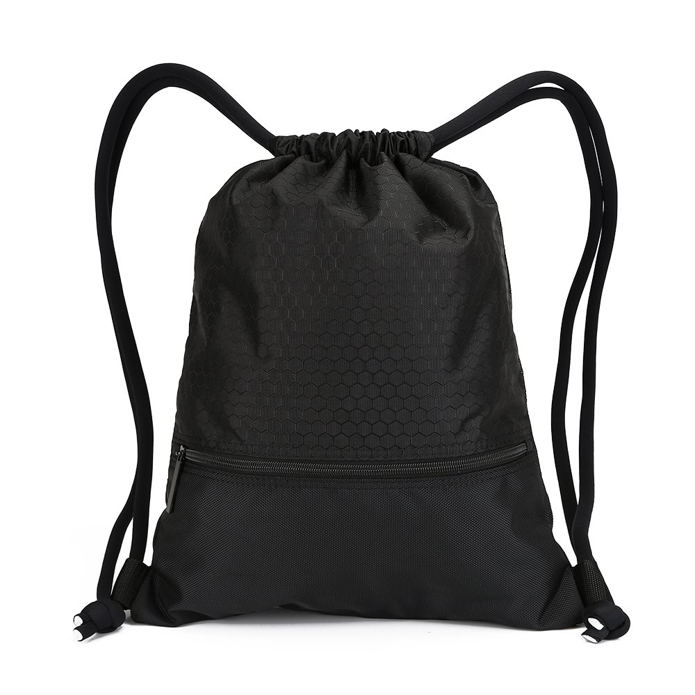 Double Sturdy Drawstring Bag With Pockets Waterproof Gym Sports Large