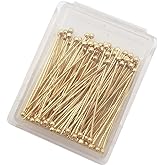INSPIRELLE 100PCS Gold Plated Brass Ball Head Pins 22 Gauge Satin Pins for DIY Jewelry Making Findings - 30mm (1.2 Inch) Long