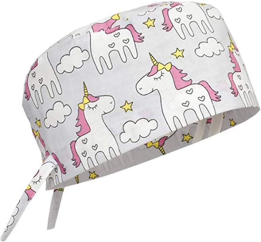 Scrub Cap Surgical Hat Unisex Animal Print Medical Uniform Unicorn