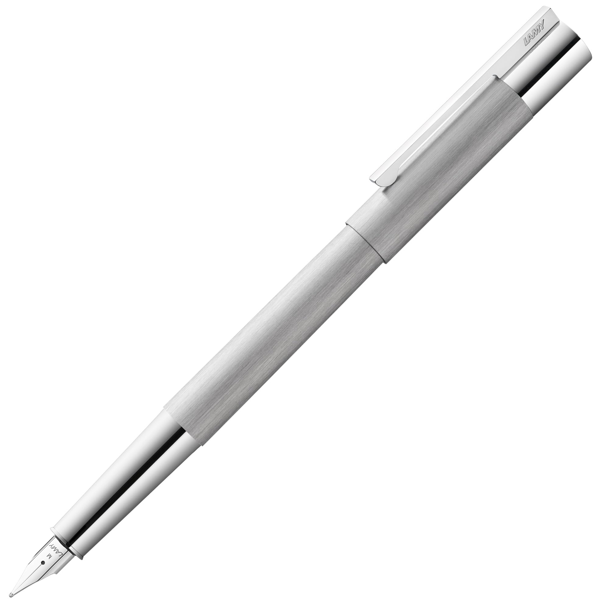 LAMY Scala 051 Fountain Pen Made of Stained Steel in Silver with Grip and Clip High-Gloss Chrome-Plated Nib Width B