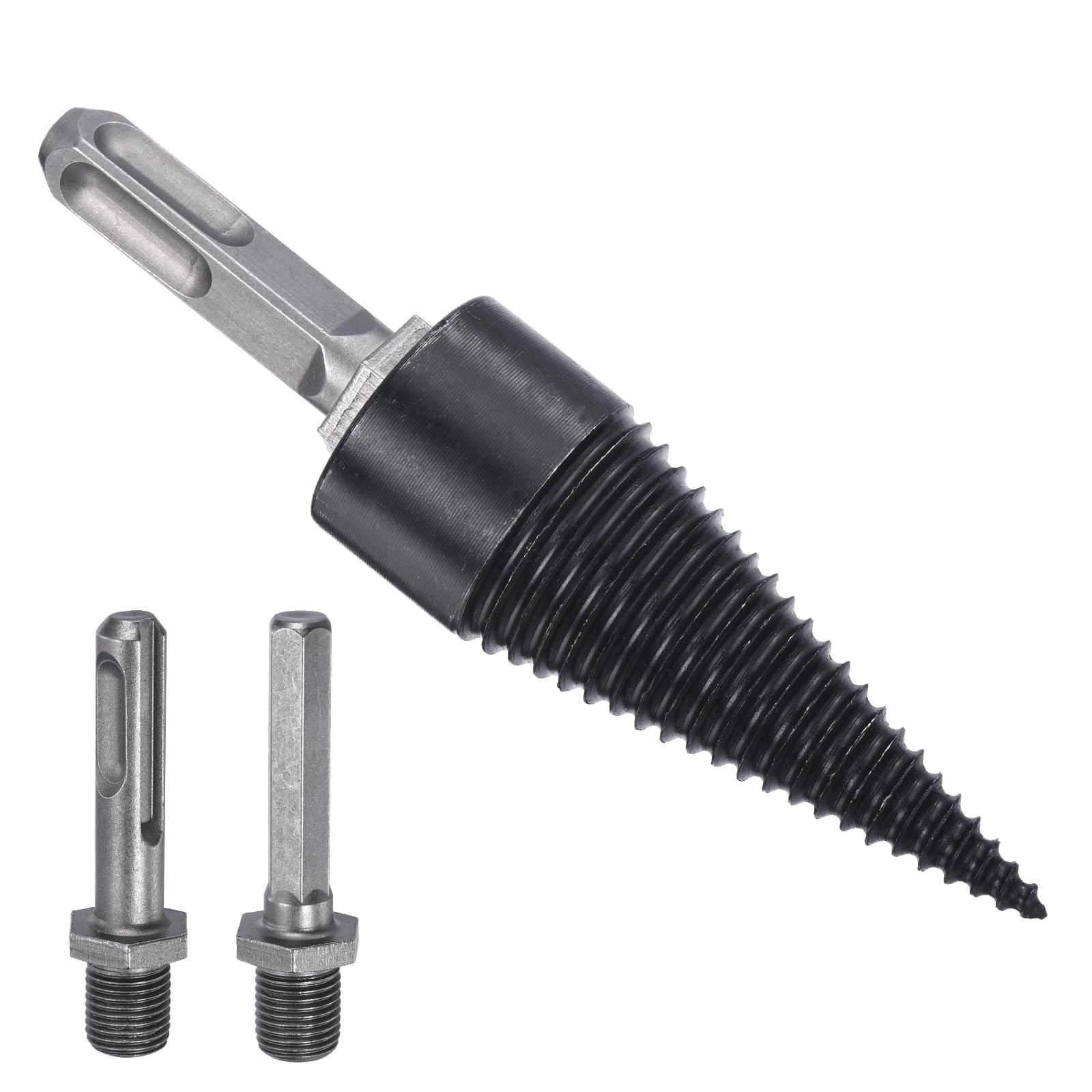 PATIKIL 32mm Firewood Log Splitter Drill Bit, 4Pcs/1Set Removable Drill Bits Electric Drills Screw Cone Driver with Drill Shafts for Home