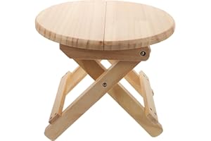 Artibetter Wooden Folding Round Stool Non-Skid Footstool Low Simple Chair for Home Shoe Changing and Living