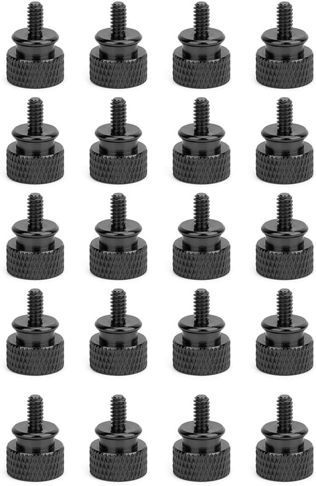 Hyuduo 20PCS Aluminum Alloy Thumb Screws 6-32 Thread Black Anodized Hand-Tighten