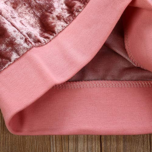 1-6Y Girls Velvet Sweatshirt Tops + Pants Fashion Sports Tracksuit Clothes Set (2-3T, Pink) - Thumbnail 4