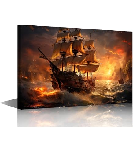 Tableau Toile Bateau De Plage - Poster Maritime - Déco Murale Sans Cadre