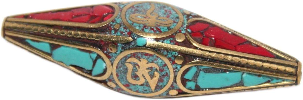Handmade Nepalese Tibetan Om Coral Turquoise Beads