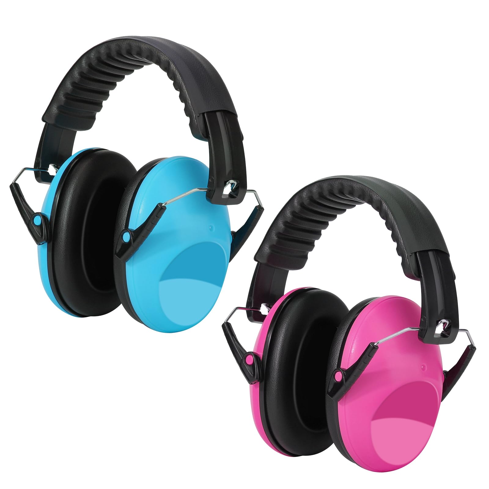 Kriogor 2 Pack Ear Defenders Kids, 26dB SNR Noise Cancelling Ear Defenders Children Ear Protection Earmuffs, Soft Ear Protectors Headphones Adjustable for Autism Airplane Study Work (Rose Red & Blue) — image 1