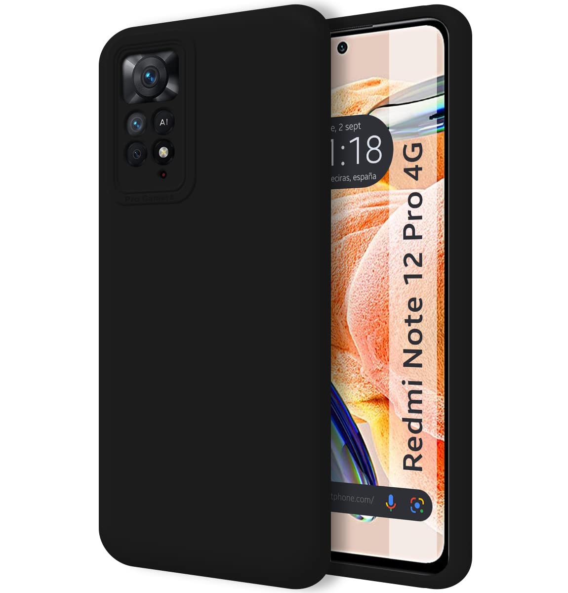 Tumundosmartphone Ultra Soft Liquid Silicone Case for Xiaomi Redmi Note 12 Pro 4G Black