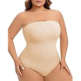USEASY Body Smoothing Shapewear Strapless Waist Trainer Body Waist Shaper Ribbed Bodysuit Booty Lifting Shapewear