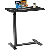 Sweetcrispy Overbed Table, Adjustable Rolling Desk, Mobile Standing Desk | Rolling Overbed Desk Bedside Table with Wheels, Mobile Laptop Cart with Sturdy Frame for Home Office, Hospital, Ink