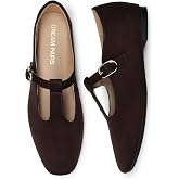 DREAM PAIRS Women's T-Strap Mary Jane Flats | all-day comfort stylish comfortable cute dress shoes, for work party date with adjustable buckle strap