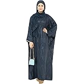 khalat Abaya Muslim Dress Women Satin Jacquard Prayer Dress Batwing Long Sleeve Islamic Dubai Robe with Chiffon Hijab