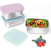 Tanjiae 3-Pack Stainless Steel Snack Containers for Kids & Toddlers - 550ml (18oz) Leakproof Reusable Food Containers with LFGB Certified Lids | Stackable Metal Lunch Box for Daycare, School, Travel