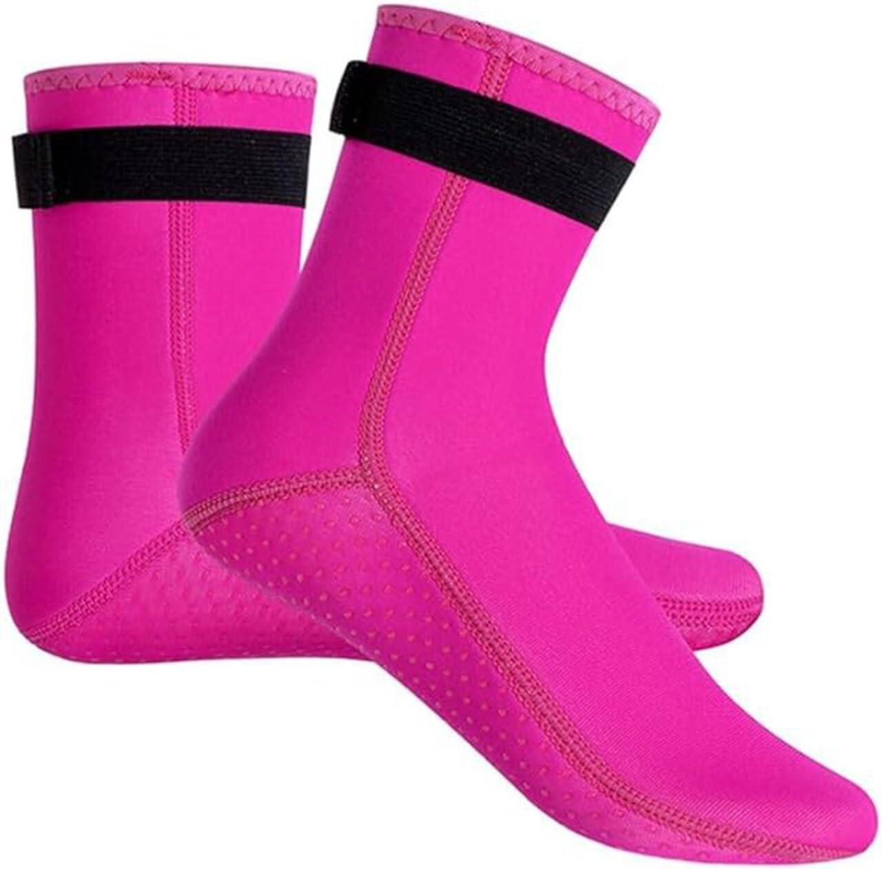 pdodo Unisex Neoprene Socks, 3 mm Neoprene Socks, Resilient Beach Volleyball Sandproof Socks, Non-Slip Sole for Water Sports, Swimming, Kayaking, Neoprene Socks, Diving Socks, Rose Red, L