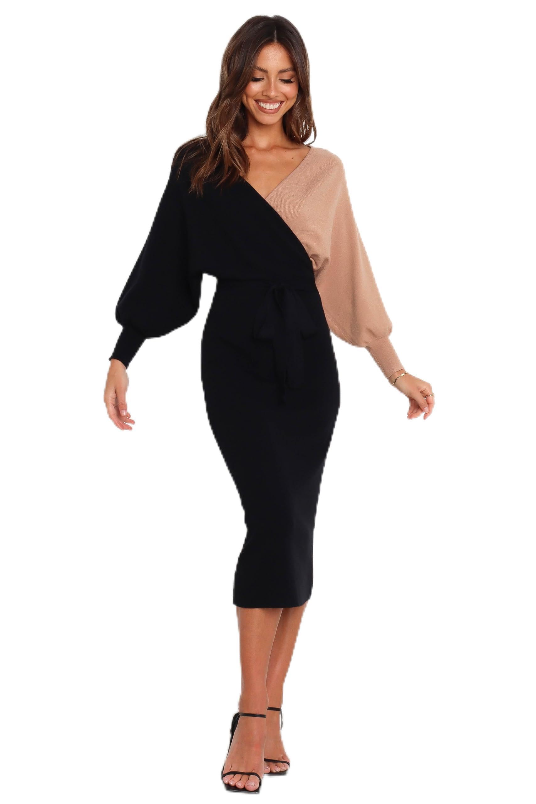 Photo 1 of Petal & Pup Women's Nate Dress, Black/Beige