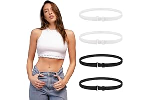 ETOMIEL 4 PCS Crop Adjustable Band, Crop Tool for Shirt, Crop Band for Tucking Shirts, Elastic Belts for Women Tops, Shirt Band for Transform The Way You Style Your Tops (Black + White)