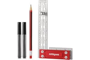 AKNgoes Precision Woodworking Square, Stainless Steel Square with Shoulder Lip, Self Standing for Quick Measurement, Built in Scribe Notches, Framing Tool for Professional Carpentry Use-6 Inch