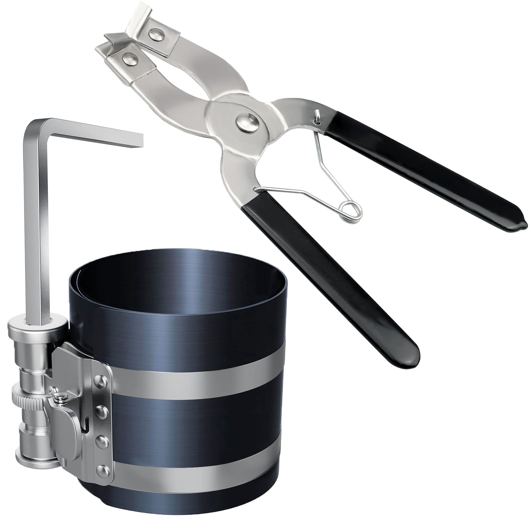 Photo 1 of Piston Ring Compressor with Piston Installer Plier,Car Engine Compress Piston Ring Removal Installer Kit, Adjustable Size 2 Inch to 7 Inch Diamete