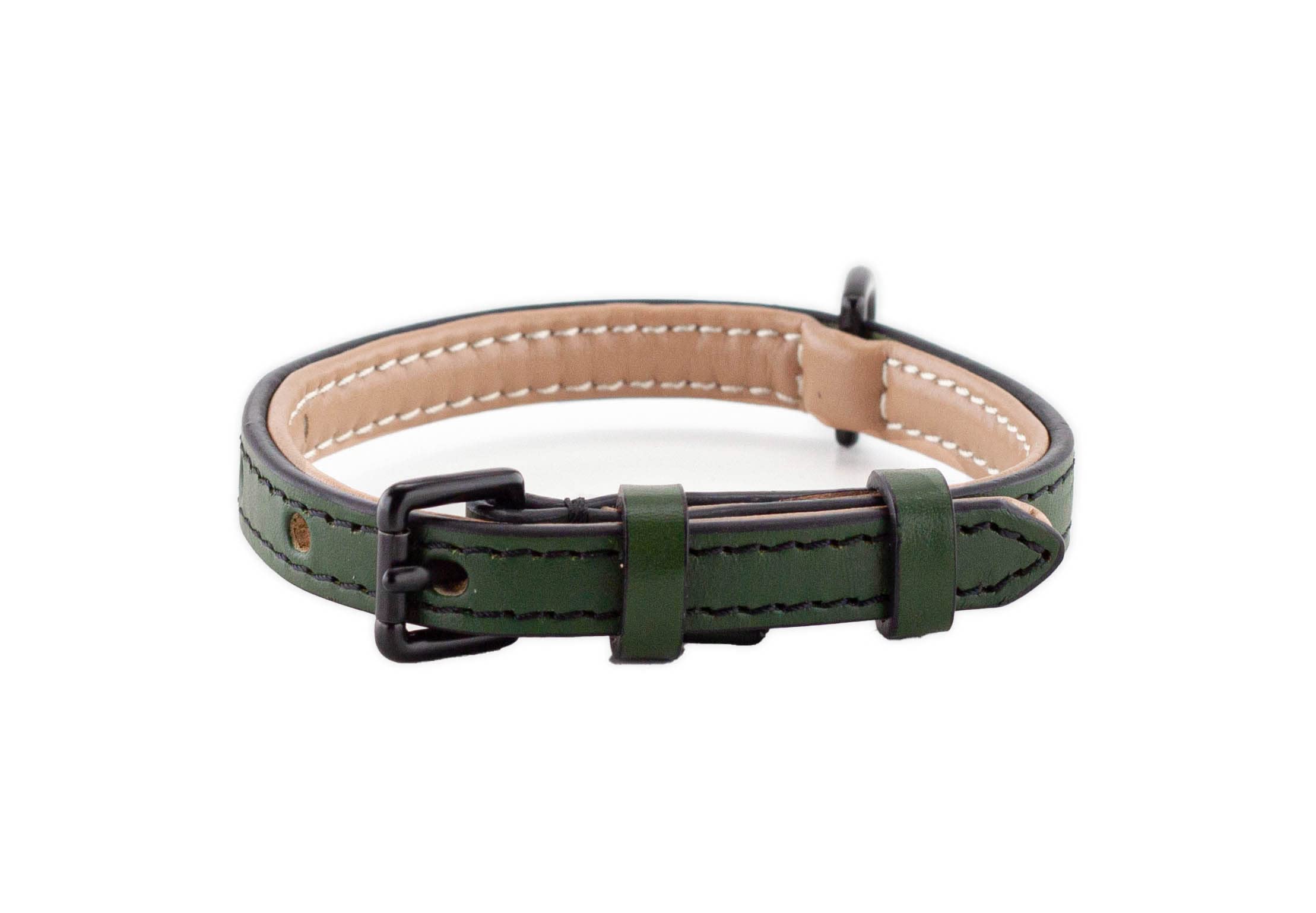 Brute Strength Leather Dog Collar Dark Green S 26-33 cm