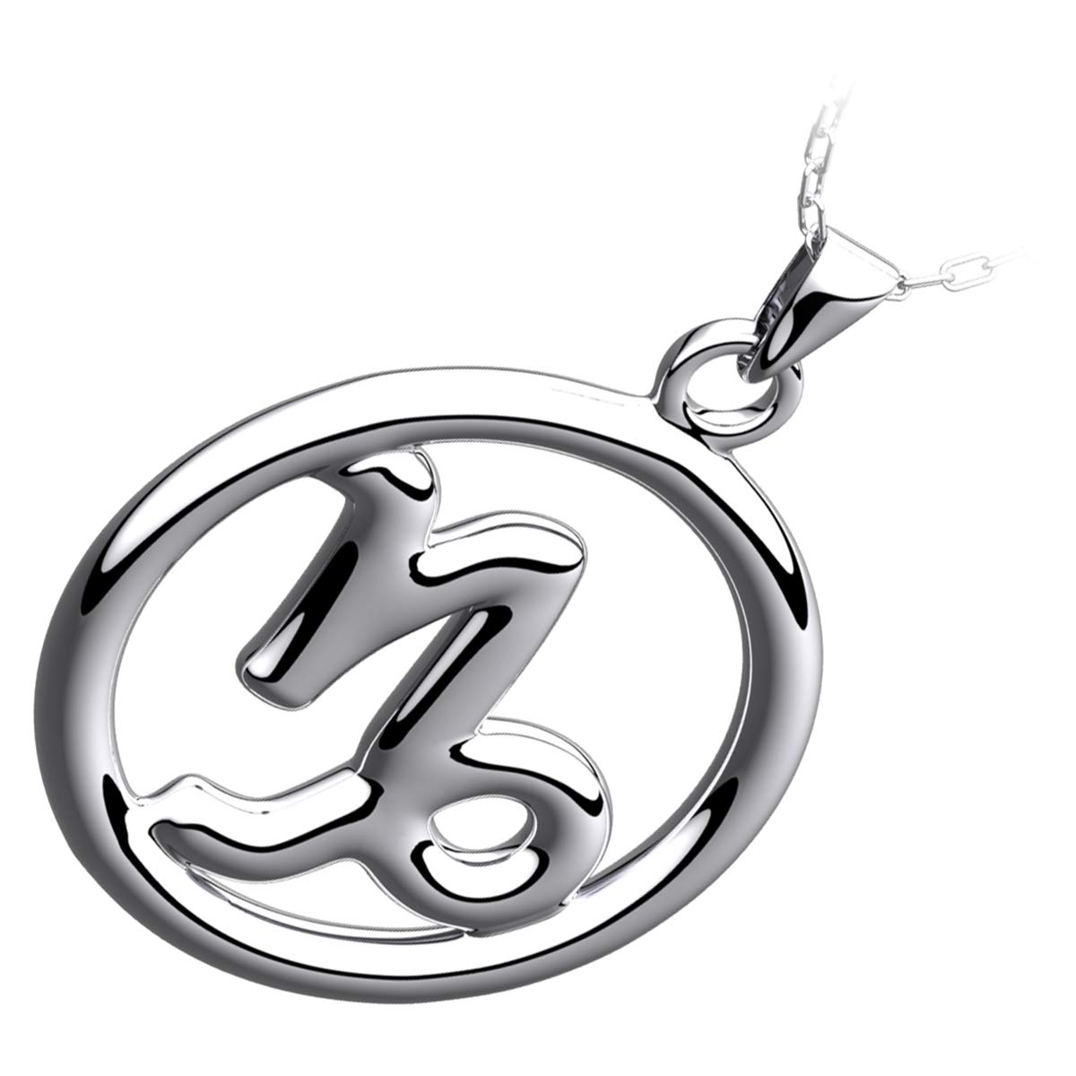 GWG Jewellery 925 Sterling Silver Goat Zodiac Sign Pendant Necklace in Gift Box for Women