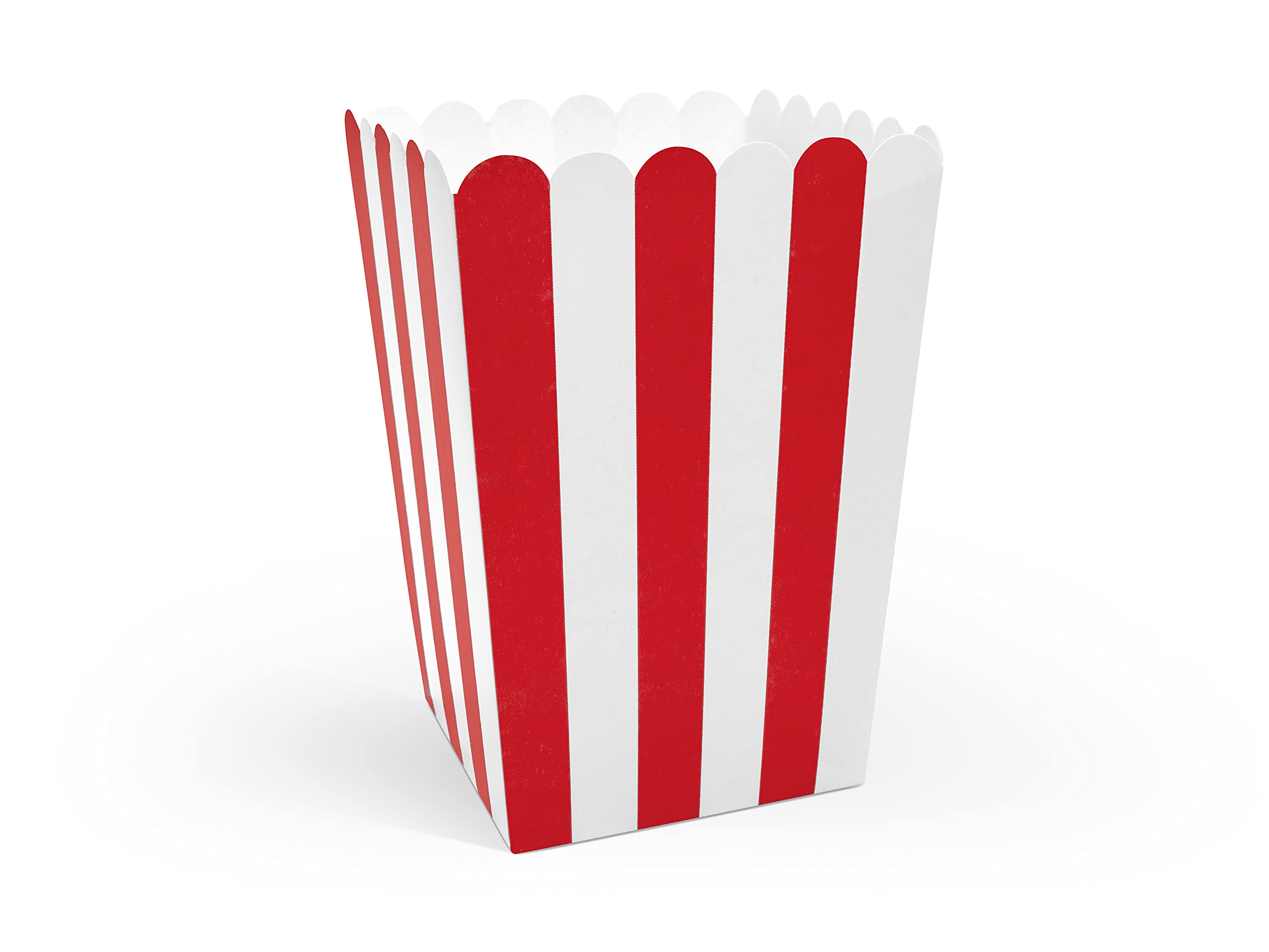 Party Deco Pack of 6 Boxes for Pop Corn or Sweets. White and Red Stripes