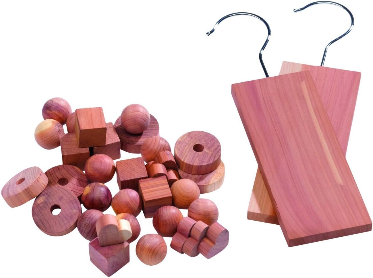 Compactor Moth Repellent Assorted Natural Cedar Wood Blocks, For Drawers and Wardrobes, Natural Clothes Freshener, Red Cedar Wood, Assorted Sizes, Brown, Set of 34, CED237