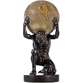 Lukitas Atlas Holding Up World Statue and Sculpture, Brown, Resin 11.5'' | Lifting The Earth Figurine Decor, Creative Tabletop Ornament for Home Office Living Room