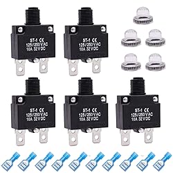mxuteuk 5Pcs 10Amp Circuit Breakers Push Button