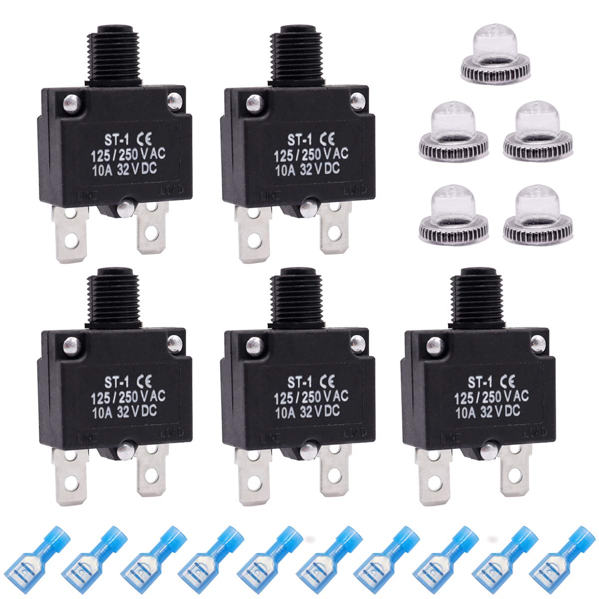 mxuteuk 5Pcs 10Amp Circuit Breakers Push Button