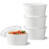 Ceramic Bowl with Lid - Microwave Soup Bowls with Lids Serving Bowls Ceramic Food Storage Containers 28 Oz Set of 4 for Kitchen, Lunch, Picnic, Salad, Pasta, Cereal, Microwave Dishwasher Safe