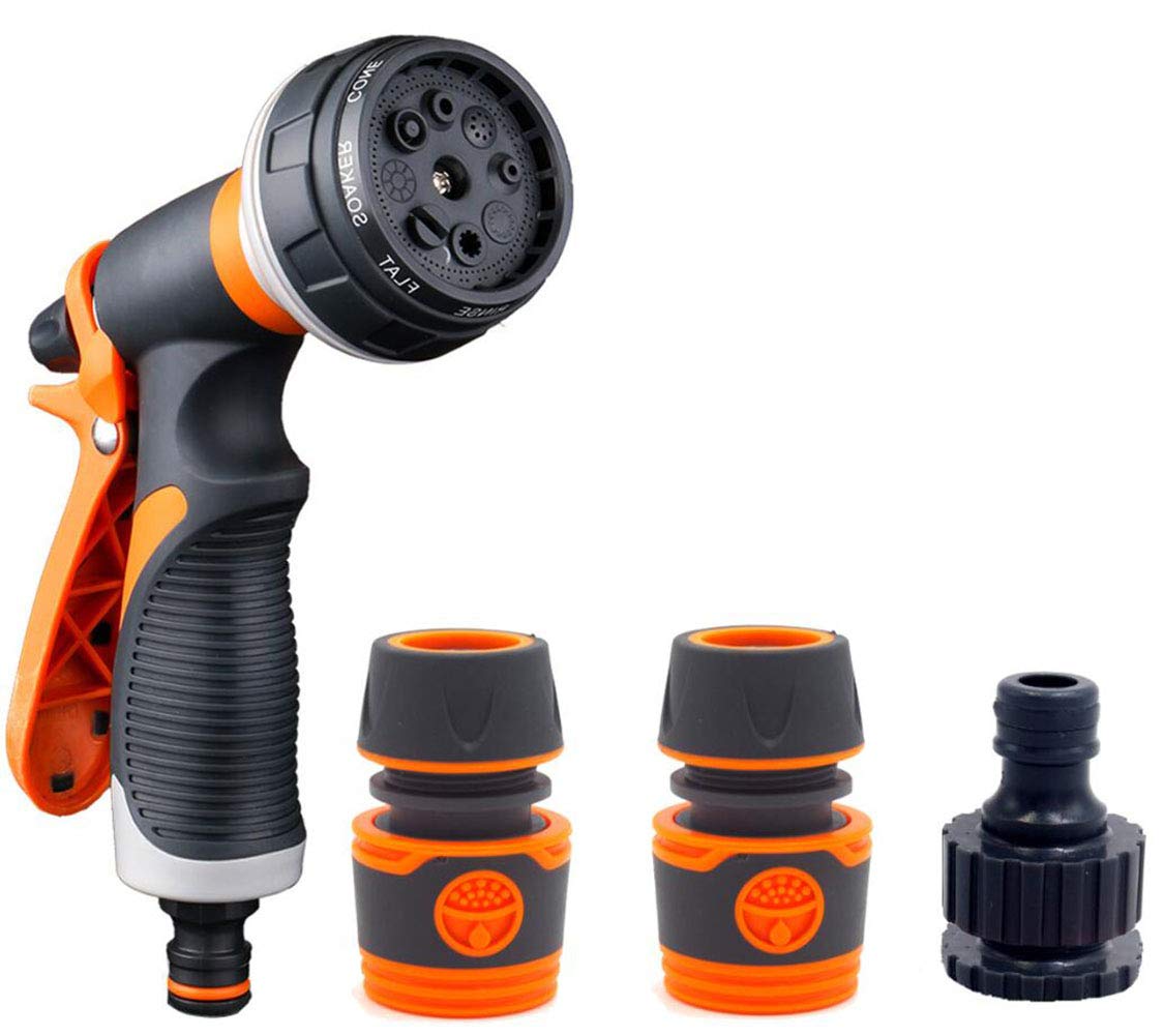 Kaisilan Garden Hose Pipe Spray Gun ,8 Adjustable Patterns,High Pressure Spray Nozzle,Perfect for Watering Lawns,Car Washing,Pets Shower