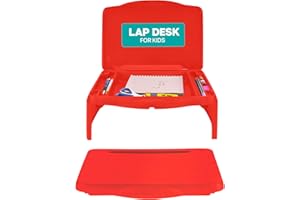 MAVO CRAFT MAVOCRAFT Foldable Kids Lap Tray with Storage - Portable Lap Desk Kids & Adults - Kids Lap Desk for Breakfast in Bed, Serving Tray, Car Desk & Gaming (Red)