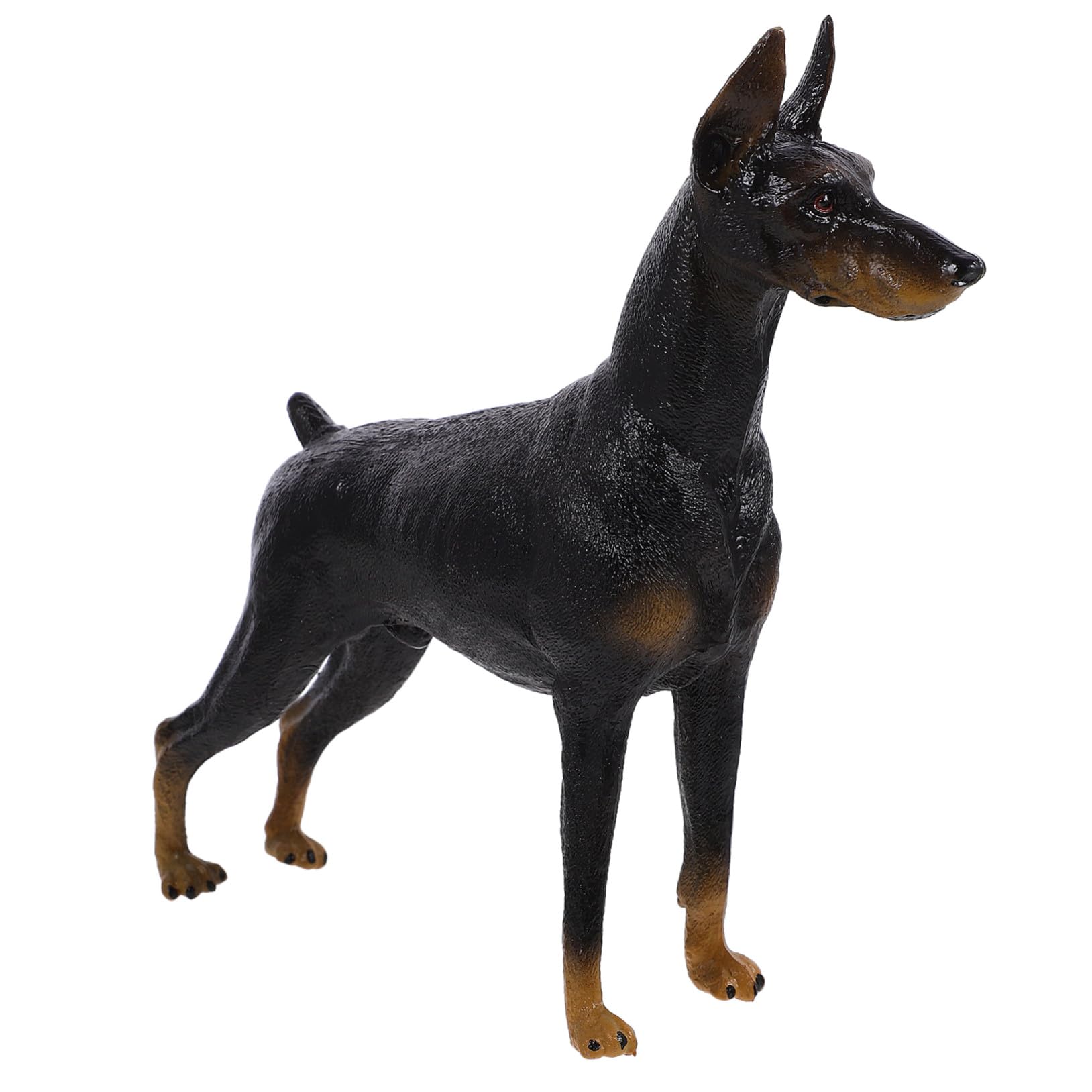 TOYANDONA Lifelike Doberman Model Ornament Small Simulation Dog Figurine Realistic Animal Statue for Home Office Car Decoration Black