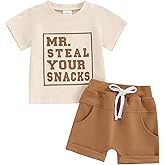 Toddler Baby Boy Clothes Summer Funny Letter Print Shirts Top Solid Pocket Shorts 2PC Sets Kids Casual Outfits