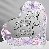 Inspirational Butterfly Gifts for Women, Christian Gifts for Women, Butterfly Decorations for Coworker Friend, You Are Loved You Are Beautiful You Are Enough Positive Plaque