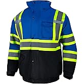 VENDACE High Visibility Reflective Safety Jackets for Men Sherpa Fleece Lined ANSI Class 3 Hi Vis Construction Work Jacket