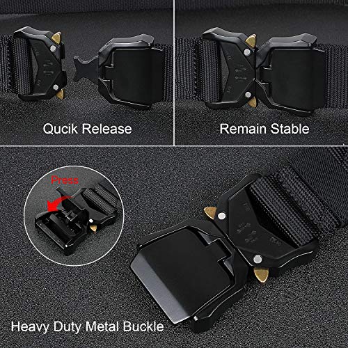 Tactical Belt Military Style Nylon Riggers Belts for Men Quick-Release Heavy Duty Metal Buckle by WHIPPY Black Small