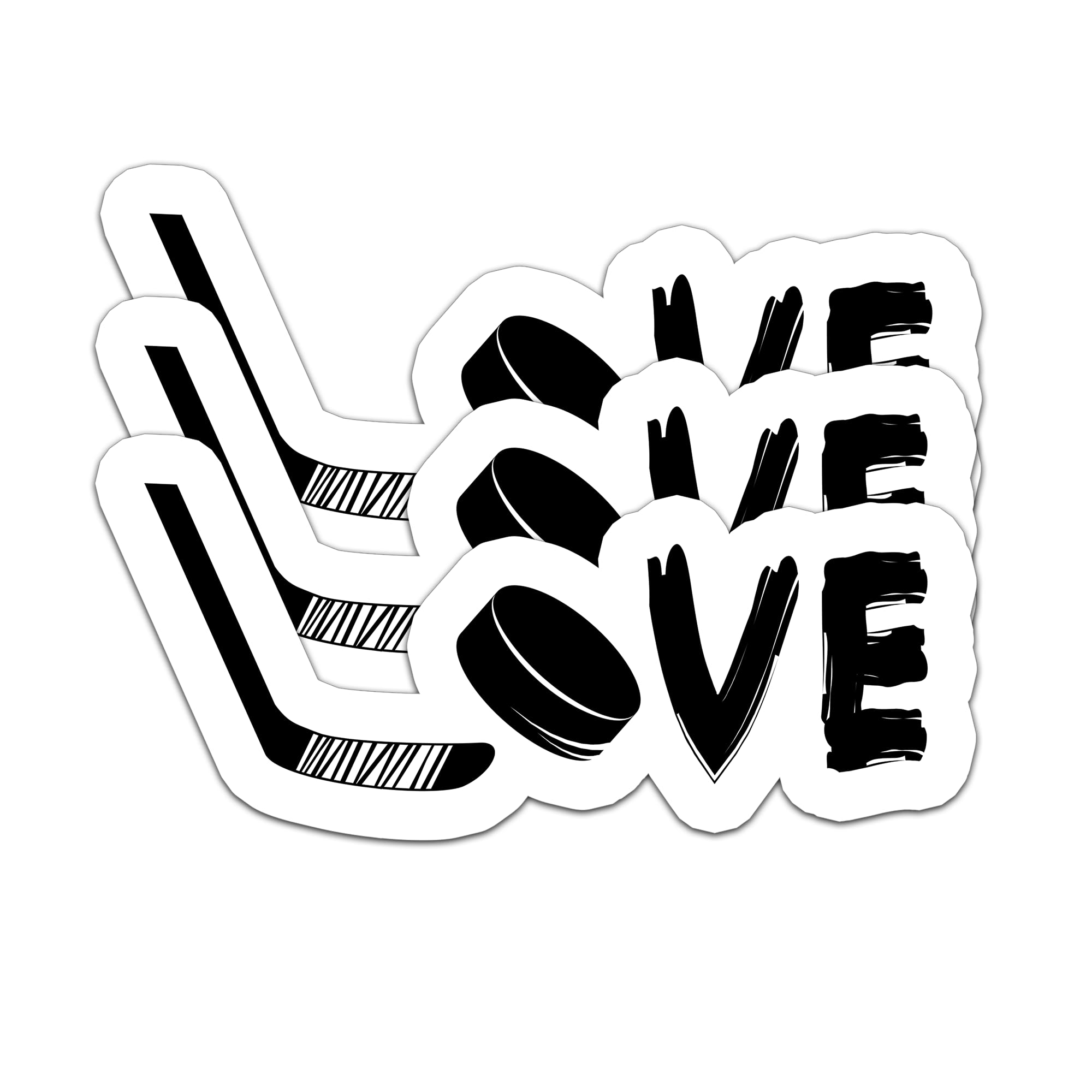 Photo 1 of (3PCS) Love Hockey Stickers – Ice Hockey Waterproof Vinyl Decals for Laptop, Tumbler, Water Bottle, Phone Case, Scrapbook – Cool Hockey Gift for Dad, Mom, Boys, Girls & Fans – Size 3" x 1.4"*FACTORY SEALED*